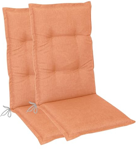 LILENO HOME Gartenstuhl Auflagen als [2er Set - Hochlehner] in Uni Pfirsich | Neu - bequeme Liegen als Sitzauflagen für Gartenmöbel - Stuhlkissen für Gartenstühle und Klappstühle