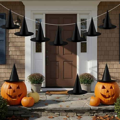 Lot de 10 chapeaux de sorcière d'Halloween à suspendre - Accessoire de costume pour fête, cosplay, vacances