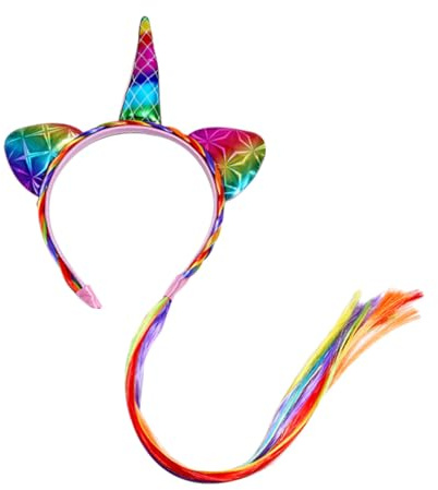 ROMISBABA Einhorn Perücke Stirnband Bunt Kinder Party Haarreif Leichtes Lichtechtes Kunststoff Haar Accessoire Geschenk