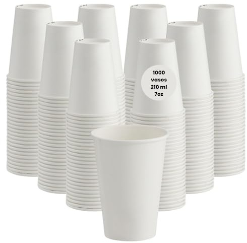 GoCups Vasos cafe desechables 1000 unidades | 220 ml estilo coffee cup | Vasos carton desechables ecológicos | Vasos papel blancos para bebidas calientes y frías (1000 Vasos)