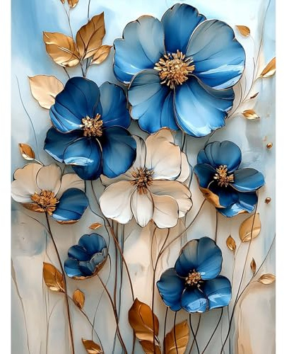 KEYIFA Peinture par Numéros pour Adulte, Fleurs Kits de Peinture au Numéro avec Canevas Acrylique et Pinceaux, DIY Creatif Toile Kits Paint by Numbers, Décoration de Maison 30x40cm