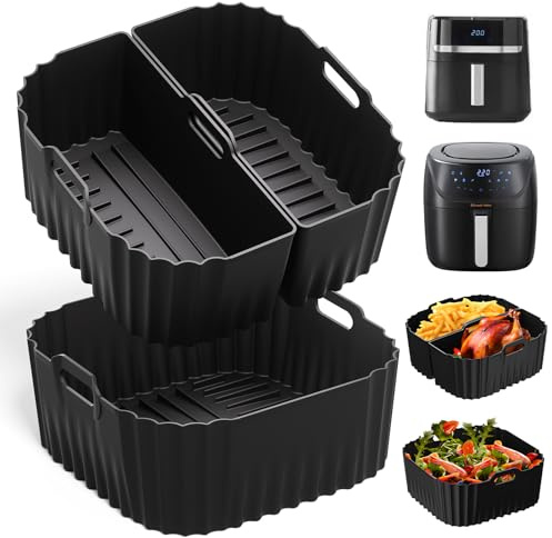 3er Set Silikonform für Heißluftfritteuse XXL 8L/8,3L – Wiederverwendbarer Airfryer Einsatz als Backpapier Ersatz, passend für Russell Hobbs 27170-56/27632-56 BPA-frei