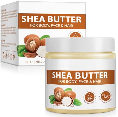 Sheabutter Bio für Kosmetik 220G – Premium Sheabutter & Shea Butter Pflege für Haut & Haare | Kaltgepresst, Unraffiniert & Vielseitig Anwendbar | Intensive Feuchtigkeitspflege für Trockene Haut