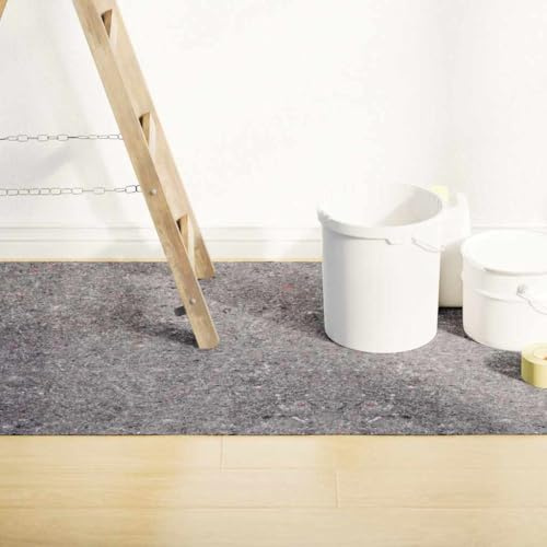 Kaloriko Bâche de Protection Peinture 5 m 180 g m² Gris, Film bâche en Rouleau, Tapis de Protection antidérapant, revêtement adhésif pour rénovation, déménagement, Chantier, Sol parquet carrelage