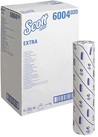 Scott Extra Ärzterollen (59 B) 6004 – 6 Rollen mit je 135 weißen, 2-lagigen Liegenabdeckungen