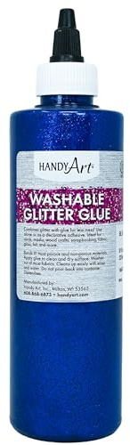 Handy Art Washable Glitter Glue, 8 oz Bottle, Red, Quick-Drying Glue for Art, Crafts, DIY, & Kid's School Projects, Easy Clean Up, Made in USA, Safe & Non-Toxic