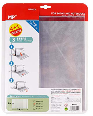 MP PF022 Heftumschlag, Buchschoner, 5 Stück, 29 x 53 cm