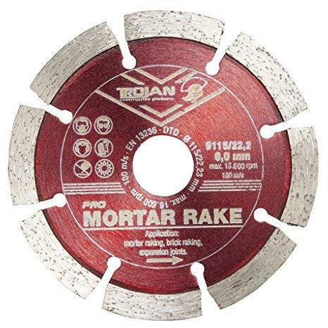 TROJAN 125mm (5) Angle Grinder Professional Mortar Pointing Diamond Rake Blade Disc