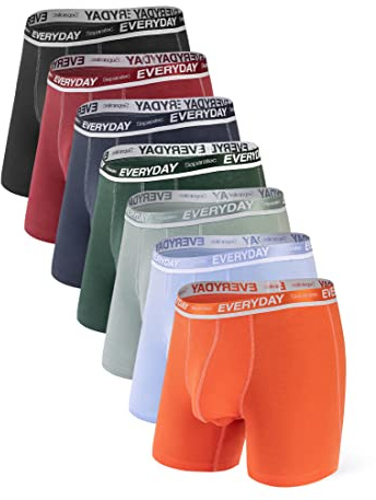 Separatec 7-pack boxershorts för män, flerfärgade andningsbara mjuka bomullsunderkläder för män med dubbel förvaringsväska