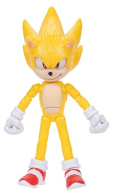 Sonic The Hedgehog Sonic 3 Movie Super Sonic Collector Toy Figure by Jakks Pacific, Stands 5” / 13 cm Tall, Highly Articulated for Boys/Girls, Officially Licensed 3 Movie, Suggested for Ages 3+