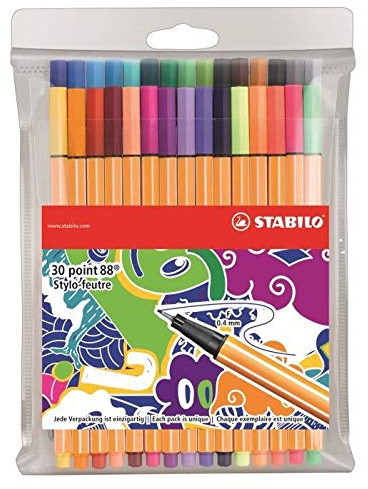 Fineliner - STABILO point 88 Individual. Just like you Edition - 30er Pack - mit 30 verschiedenen Farben