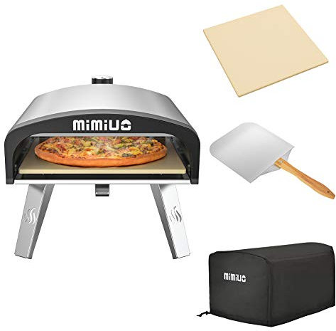 Mimiuo Outdoor Gas Fired Pizza Oven with UK Gas Regulator, Portable Stainless steel Classic G-Oven Series with Pizza Stone & Foldable 12 inch x 14 inch Pizza Peel