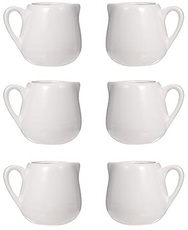 Luxshiny 6pcs Mini Creamer Jug 110ml White Small Porcelain Milk Jug Ceramic Milk Sauce Cup Creamer Ceramic Serving Pitcher with Handle for Coffee