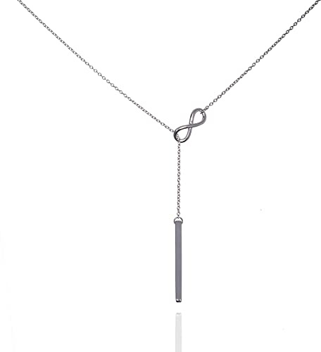 namana Unendlichkeit Y Kette für Damen, Lasso-Halskette aus Silber 925 mit einem vertikalen Balken durch Unendlichkeitsmotiv, Collier Cravate für Frauen und Mädchen