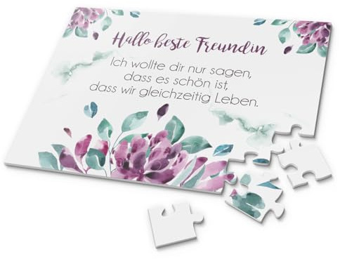 Acrylglas Puzzle mit Foto selbst gestalten - Fotopuzzle Collage mit eigenem Text - 30x22,5 cm - 48 Teile - Personalisiertes Geschenk für Mutter Vater Jahres Tag Verlobung Geburtstag Hochzeit