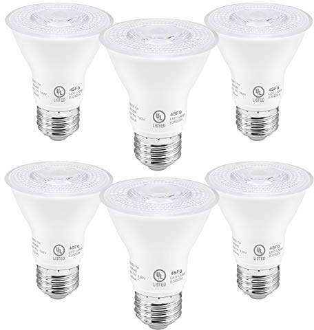 PAR20 LED Bulbs UL Listed, Dimmable Light Bulb, 7 Watt(50W Equivalent) Spotlight, E26 Base, 5000K Daylight White Flood Light Bulbs for Living Room Kitchen Hotels Showroom, Indoor/Outdoor (6 Pack)