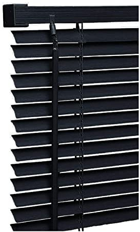 120cm x 150cm Size - Black Colour - PVC Plain Window Venetian Blinds - 25mm Slats - Included Open/Close Wand Control Mechanism