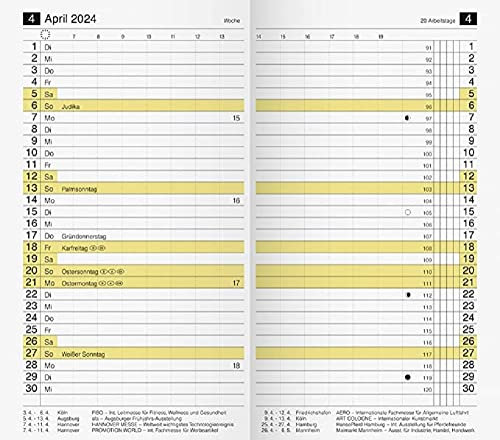 rido/idé Monats-Ersatzkalendarium Modell M-Planer 2024 2 Seiten = 1 Monat Blattgröße 8,7 x 15,3 cm weiß