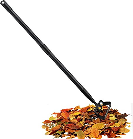 MACMRD Râteau à Jardin | Râteau à Main en Acier Inoxydable avec Long Manche | Houe Jardinage avec râteau pour Le désherbage, la Coupe et l'ameublissement du Sol