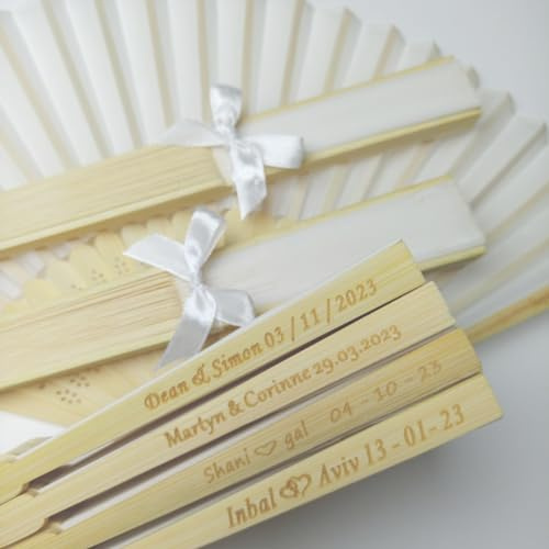 agsu Personalisiertes Handfächer Weiß Fächer Hochzeit Papierfächer Hochzeitsfächer Personalisiert Name Faltfächer Gastgeschenk Für Hochzeit Sommer Party (100pcs)