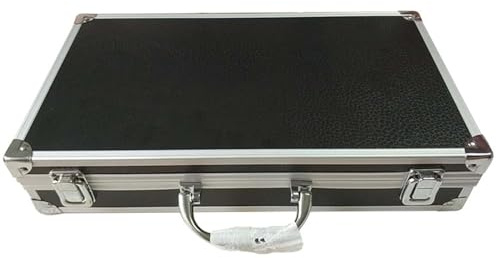 Oshhni Mikrofontasche, EVA-Innenraum, Hartschale, tragbarer Aluminium-Mikrofonkoffer, Instrumentenbox, Bühne, 1 x Mikrofonausrüstung, Aufbewahrungsbox, Schwarz