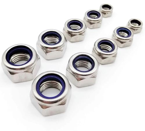 Dfdr 2/5/20/25/50 Stück M2 M2,5 M3 M3,5 M4 M5 M6 M8 M10 M12 M16 304 Edelstahl Sechskant Sechskant Nyloneinsatz selbstsichernde Mutter Nylock-Kontermutter-50 Stück M3,5