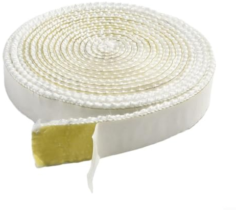 Jayruit Cinta de sellado para puerta de estufa, junta de calefacción de estufa de pellets con cuerda plana autoadhesiva de fibra de vidrio para chimeneas, estufas de leña, 1218624766