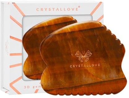 Crystallove Gua Sha Stein - Tigerauge - Massageroller - Guasha Board - Gesichtsmassage für Gesicht, Augen, Augenschwellungen Hautstraffung von Gesicht - Face Massager