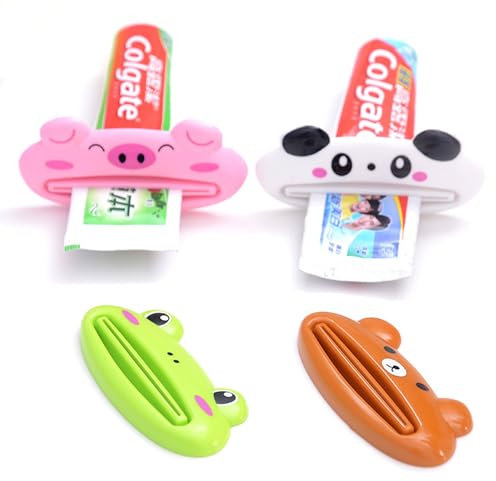 8 Stück Tier-Zahnpasta-Quetscher, Cartoon-Zahnpasta-Quetscher, Plastik Zahnpasta Spender, Zahnpasta Tubenquetscher, für Zahnpasta, Gesichtsreiniger, Handcreme, Sonnenschutz