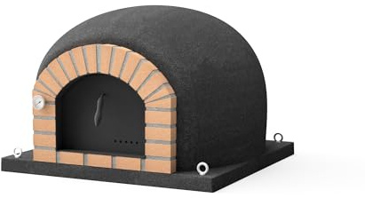 MOVELAR - Horno de Leña Exterior de Obra STROMBOLI (Negro - 100 x 100 x 77 cm) - Horno de jardín en hormigón, aislado, con 3 mantas cerámicas, ideal para cocción tradicional - REF: 7018/1