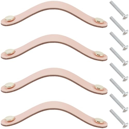 GORGECRAFT 4 Packung Schubladengriffe Aus Echtem Leder 16.8cm Lederbeschläge Kommoden Dekorationsgriff Handgefertigt Weich Für Küchenschränke Kleiderschrank Türknöpfe Mit Schraube Für Möbelschränke