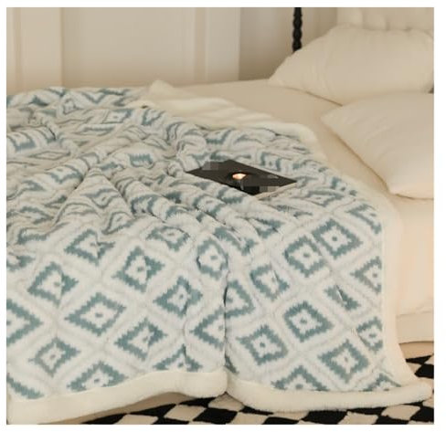REIFOR Decke Wohndecke Kuscheldecken Flauschige Decke Mit Rautenmuster, Weiche, Warme Decke for Zuhause, Couch, Bett Decke Kuschelig Sofa(Blue,150x200cm)