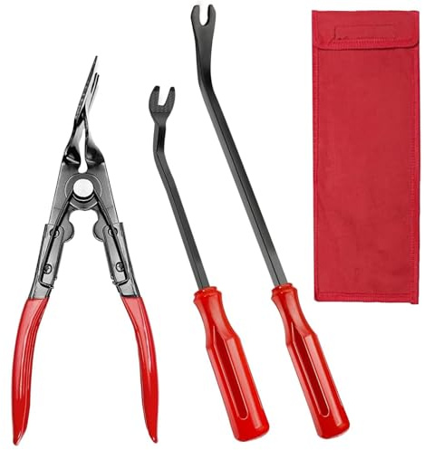 Clip Removal Tool, 3 Pcs Car Trim Removal Tool, Auto Clip Pliers Set & Fastener Remover, Auto Upholstery Combo Repair Kit with Storage Bag for Car Door Panel Dashboard