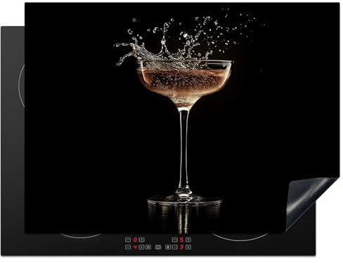 KitchenYeah© Protection Plaque Cuisson Deco Cuisine Cache Induction 71x52 cm Protège Pour Cuisiniere Protection Cocktail - Noir - Splashes - Verre