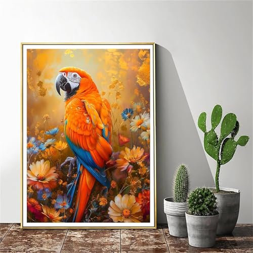 Malen Nach Zahlen Vogel Malen Nach Zahlen Erwachsene Papagei Malen Nach Zahlen kinder Paint by Numbers Handgemalt ölgemälde ,Pinseln und Acrylfarbe kreativ Set für Erwachsene (Rahmenlos) 30x40cm C-944