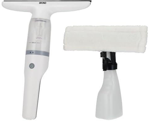 BREND BR-2218 Nettoyeur de Vitres Électrique avec Pulvérisateur – Lave-Vitres avec Système d’Aspiration Anti-Fuites – Raclette Électrique – Chiffon de Nettoyage Supplémentaire – Câble USB-C – Blanc