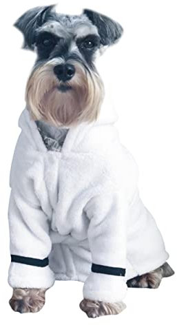 FUTUREORYY Hundebademantel Mit Kapuze Schnelltrocknend Aus Saugfähiger Mikrofaser XL Weiß Tierpyjama Haustier Nachthemd Für Hunde Und Katzen