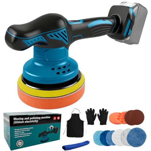 Pulidora de batería, máquina pulidora de coche compatible con Makita 18 V, 6 pulgadas, 8 velocidades variables, juego de pulidor inalámbrico para eliminar pulir, lijar (sin batería)