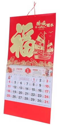PLAFOPE 2026 Wandkalender monatlicher Tischkalender Neujahrskalender vertikaler Kalender Neujahr Wandbehang Chinesische Mondkalender Chinesischer Mondkalender Hängende Wandkalender Papier