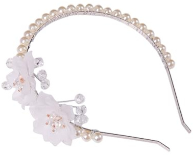 EPIGEIST Blumenstirnband Komfortabel zu Tragen Elegantes Dekoratives aus Abs mit Weißen Perlen für Hochzeiten und Strandpromenaden