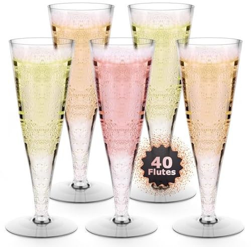 40er-Pack Plastik-Sektgläser Einweg-Sektgläser, 4,5 oz klare Mimosa-Gläser Cocktail-Toastgläser in Großpackung für Partyzubehör, Hochzeit, Braut, Bar, Copas De Plastico Para Brindis