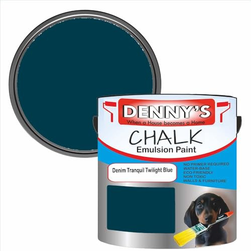 Premium Interior Wall & Furniture Chalk Paint – Denim Tranquil Twilight Blue – Rich Matt Finish, Durable & Washable, Low Odour, Ideal for Living Rooms, Bedrooms & Hallways (250ML Tin)
