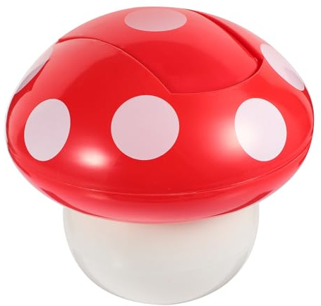 BESPORTBLE Poubelle De Bureau Champignon Petite Taille Rouge Et Blanc Couvercle, Bac à Déchets Décoratif Multi-usages, Corbeille Pratique pour Bureau, Table Et Voyage