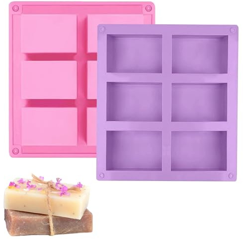 Seifenformen Silikon, 2 PCS Silikonform Seife, Rechteckig Silikonformen Seife, Seifenform Silikon, Für DIY Handwerk Seifenherstellung (Rosa,Lila)