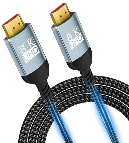 Lumivtx 3 m HDMI-kabel 10K 8K, ultrahög hastighet HDMI-kabel 10K 8K @ 60 Hz 4K @ 240 Hz, kompatibel med HDMI 2.1, HDR10+, eARC, 3D, HDCP 2.2 och 2,3, VRR, DTS:X, kompatibel med PS5/4, Xbox, HD-TV, PC