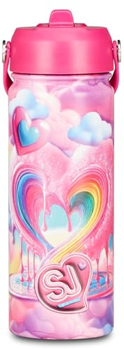 SJ GANG STYLE JAM GANG Borraccia termica, Multicolore, 500 ml, Acciaio Inox, Bpa free, Tenuta stagna, Mantenimento temperatura caldo 12h reddo 24h, Riutilizzabile, Bambina, Ragazza, Scuola, Sport