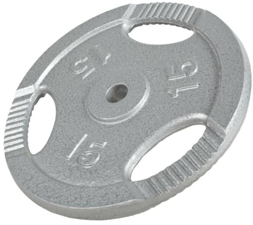 GORILLA SPORTS® Viktskivor - Enkel/Set, 0,5 kg, 1,25 kg, 2 kg, 2,5 kg, 5 kg, 10 kg, 15 kg, 20 kg, 27,5 kg, 30 kg vikter, Tri-Grip, 30 mm, Gjutjärn, Silver/Svart - Viktskivor