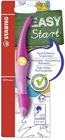 STABILO - Ergonomischer Tintenroller für Linkshänder - EASYoriginal in hellpink/dunkelpink - blau (löschbar) - inkl. Patrone - Blister