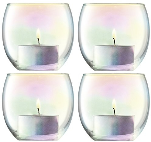 LSA International Pearl PE20 Soporte para velas, 6.5 cm de alto, 6.8 cm de diámetro, 4 unidades, nacarado