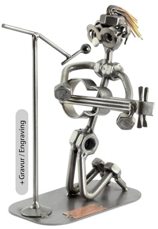 Steelman24 I Omini di Viti Chitarra con Piastra di Incisione Personale I Idee Regalo Originale I Soprammobili in Metallo I Modellino